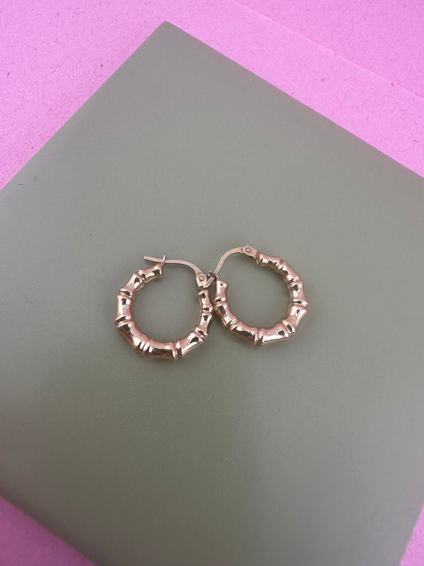 Vintage 9ct Gold UnoAerre Bamboo Hoops