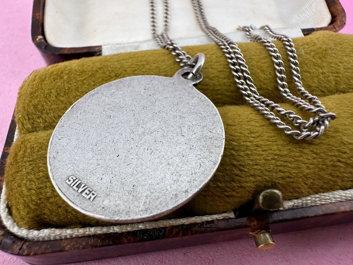 Sterling Silver Enamel St Christopher on a curb chain