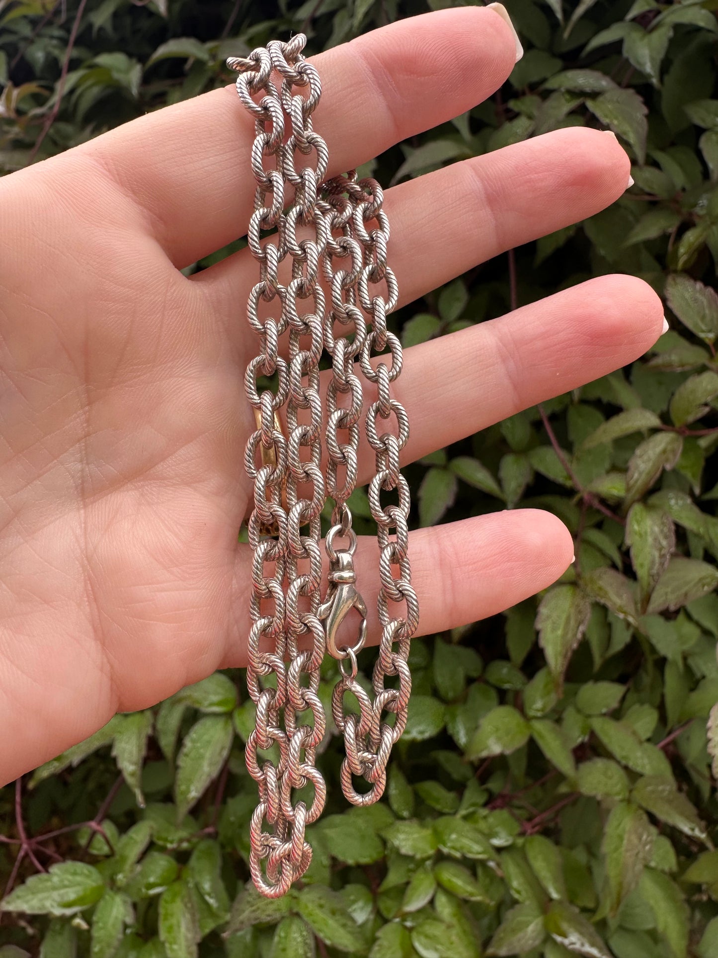 Sterling silver textured cable chain