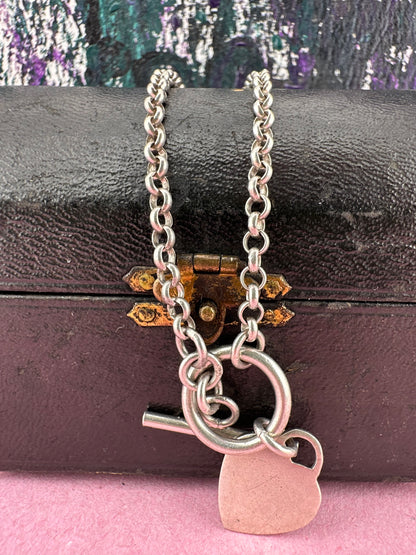 90s Sterling Silver Toggle and heart chain