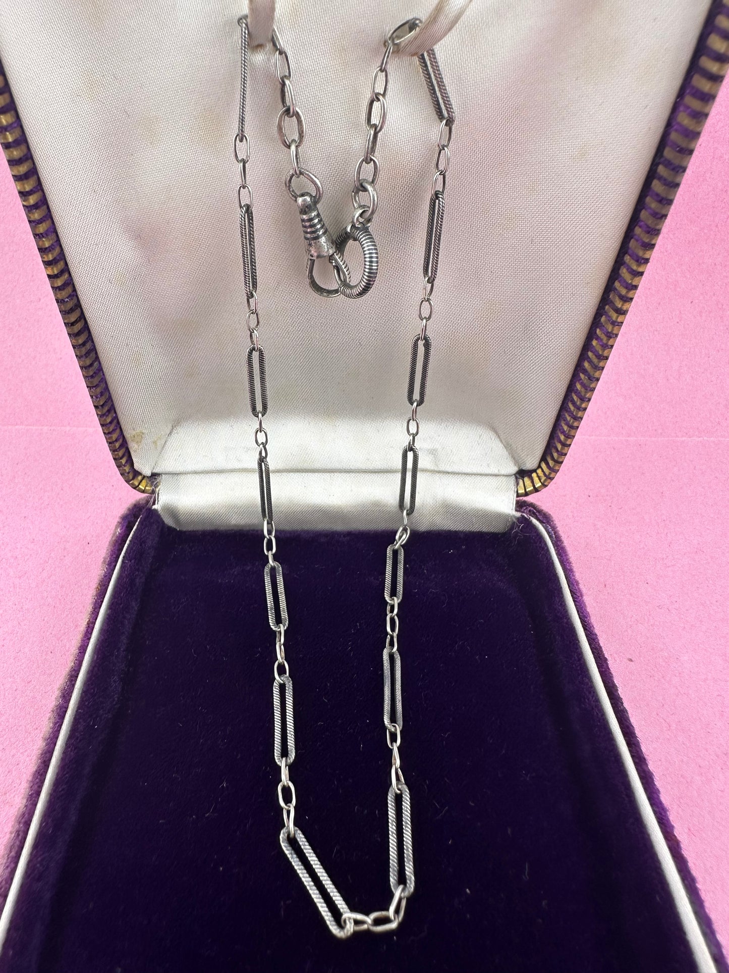 Antique 800 Silver Niello Trombone chain