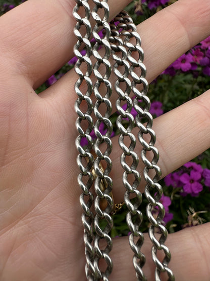 Sterling Silver Albert Chain with double dog clips