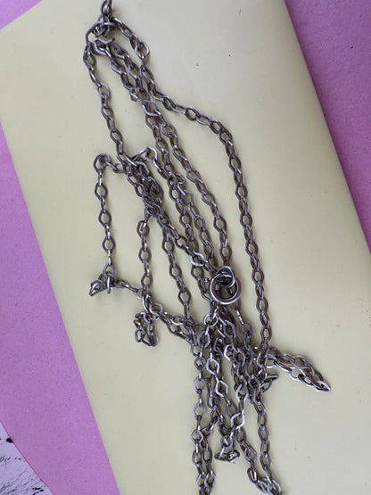 French 800 Silver Lozenge link Long Guard chain