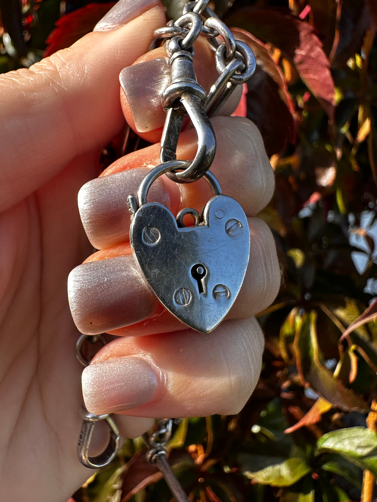 Vintage Sterling Silver Heart Padlock
