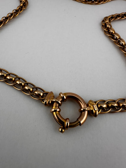 Vintage 9ct Peachy Gold Roller Ball chain with XL bolt clasp