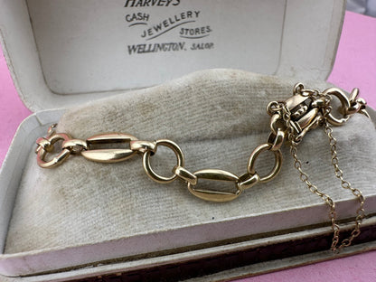 Vintage 9ct Oval and round link bracelet