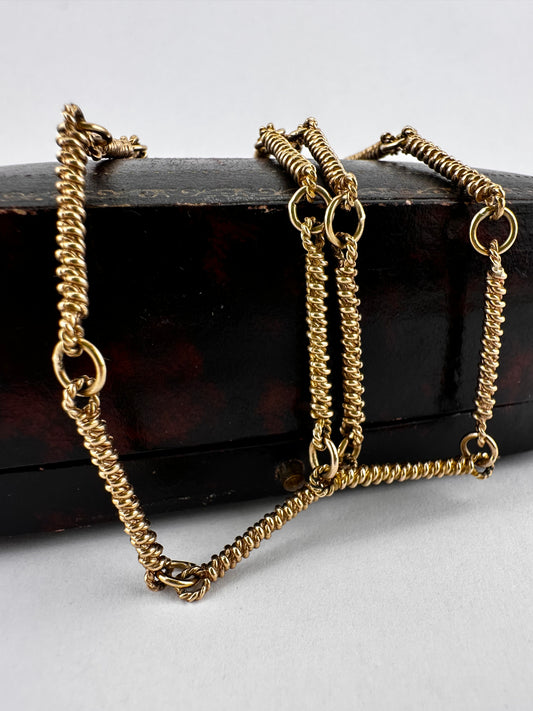 Vintage 9ct yellow Gold twist bar chain
