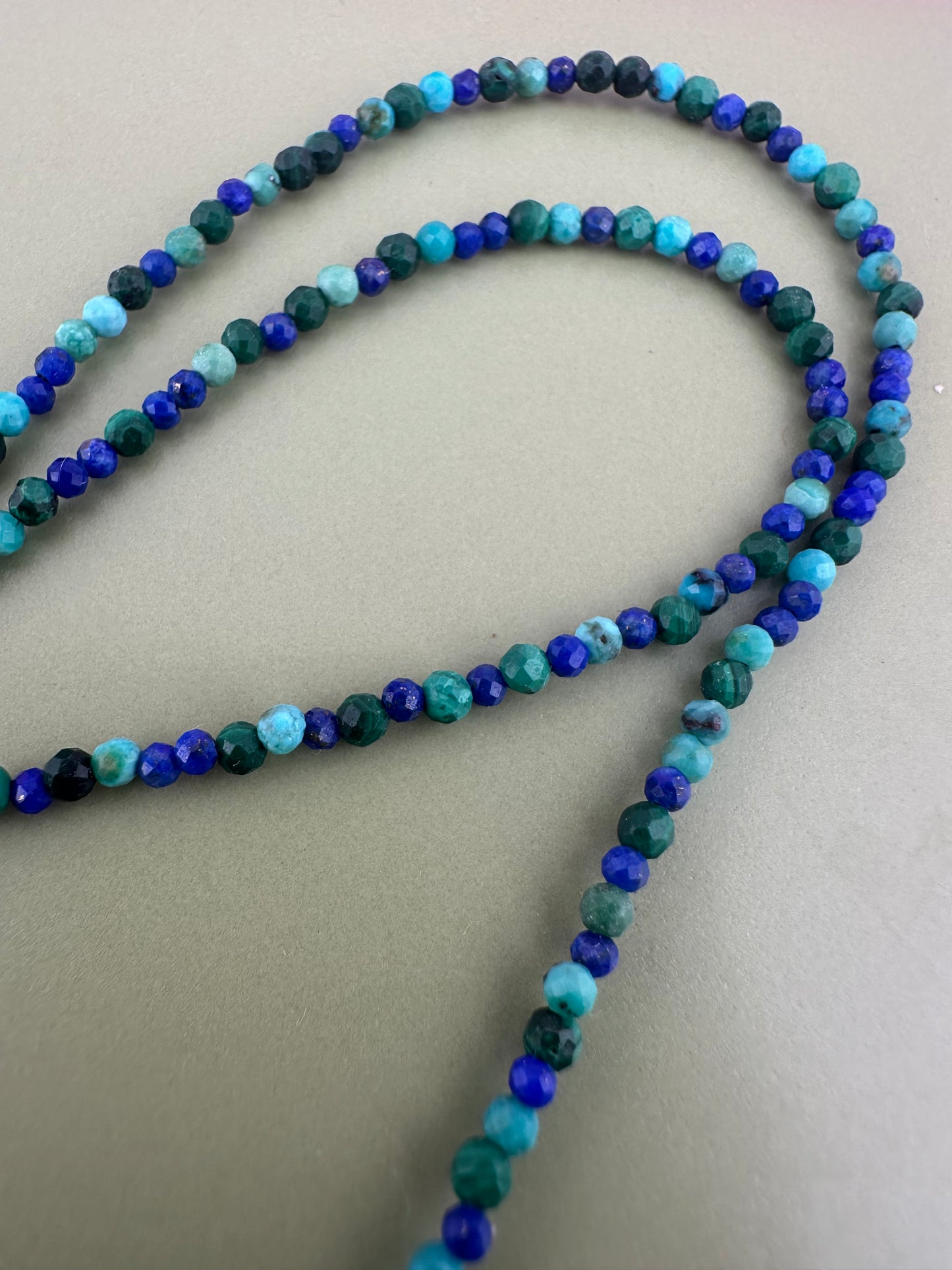 Turquoise, Malachite & Lapis Lazuli Mini beads with vintage 9ct Gold Heart padlock