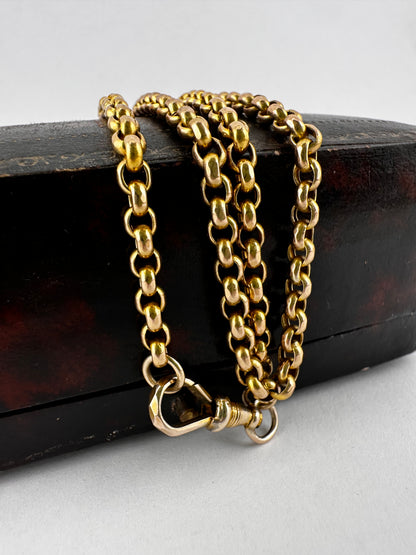 Antique 9ct Yellow gold Belcher Chain with faceted dog clip
