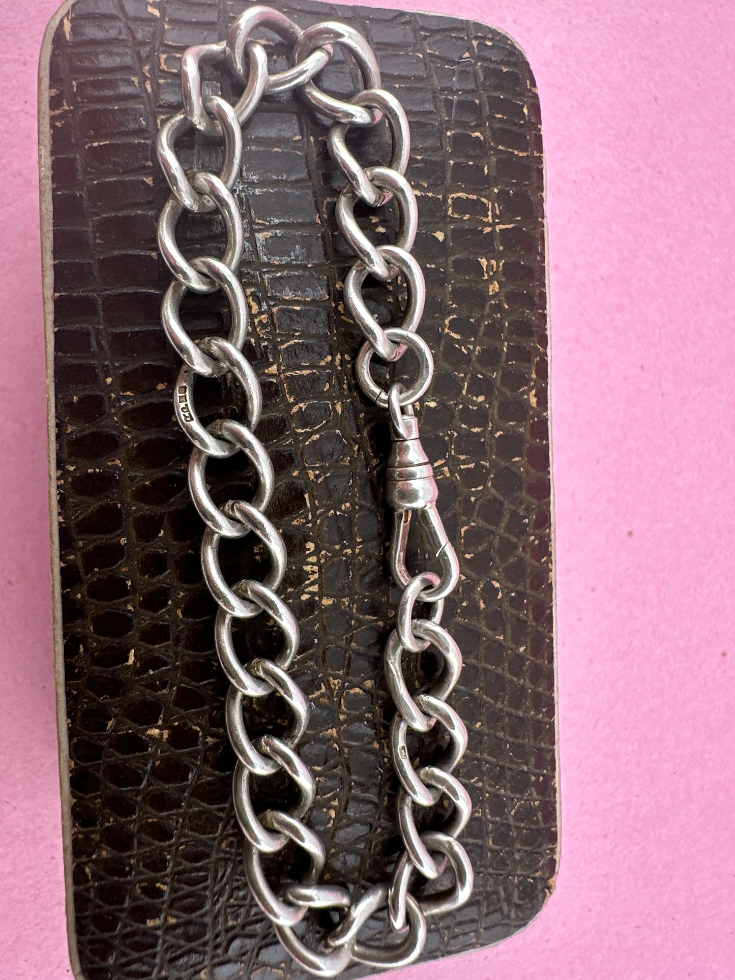 Vintage Sterling Silver Curb bracelet with dog clip