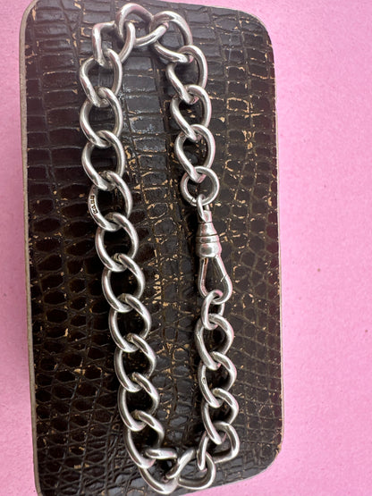 Vintage Sterling Silver Curb bracelet with dog clip