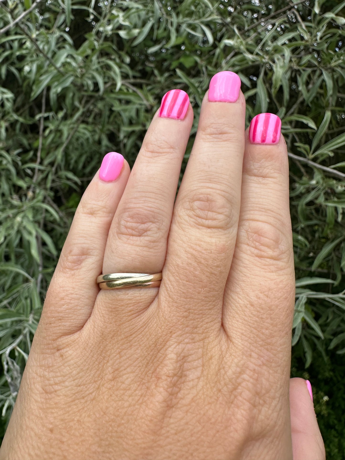 Vintage 9ct Gold Tri-Colour Russian Rolling bands