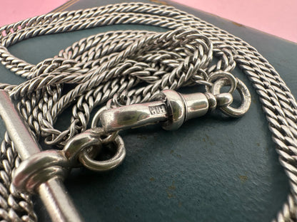 Antique Sterling Silver tight curb long guard chain