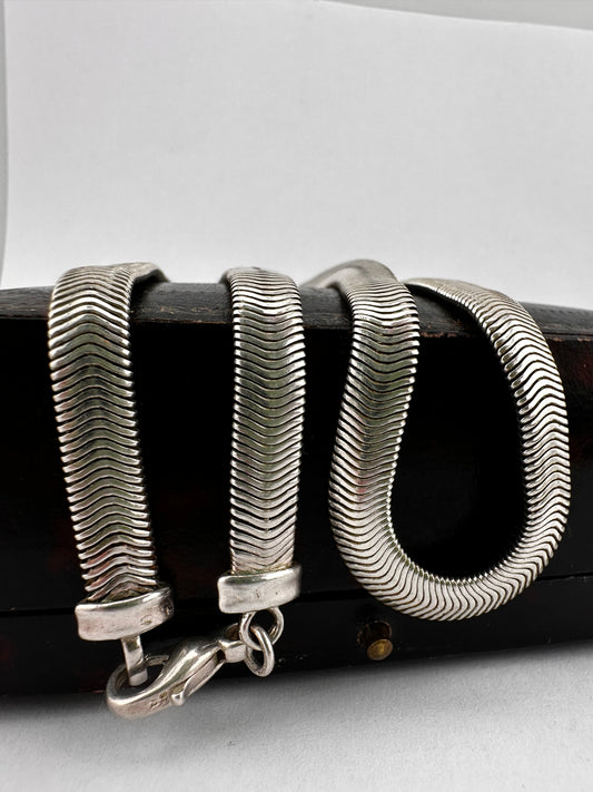 Vintage Sterling Silver Flat Snake/Herringbone chain