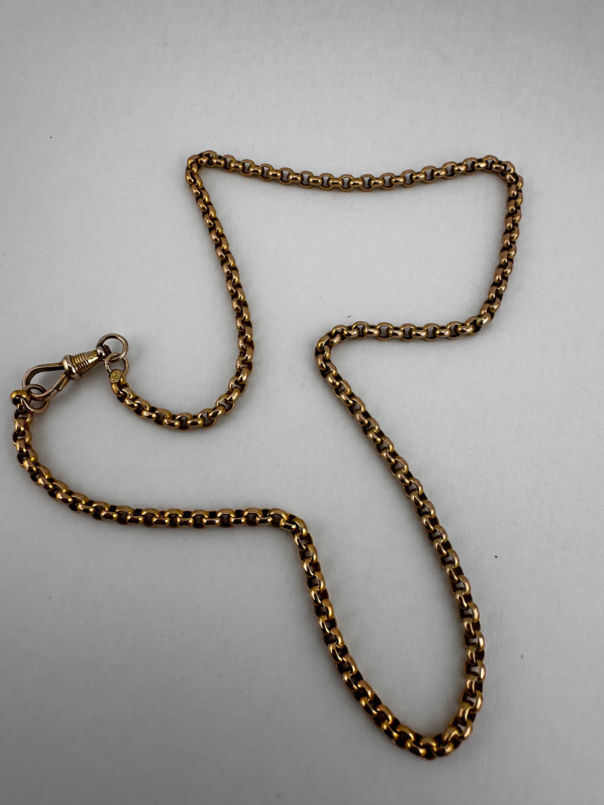 Antique 9ct Yellow gold Belcher Chain with faceted dog clip