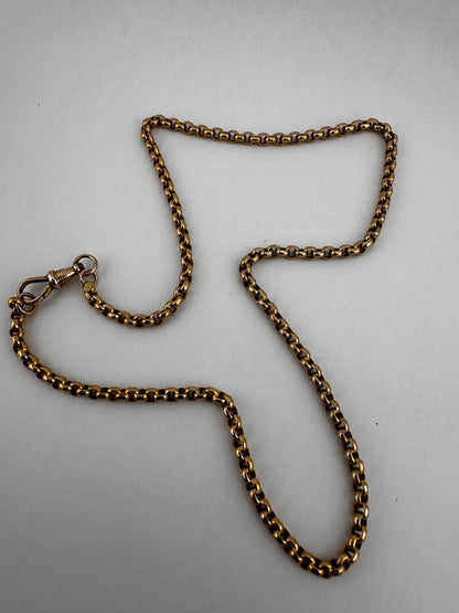 Antique 9ct Yellow gold Belcher Chain with faceted dog clip