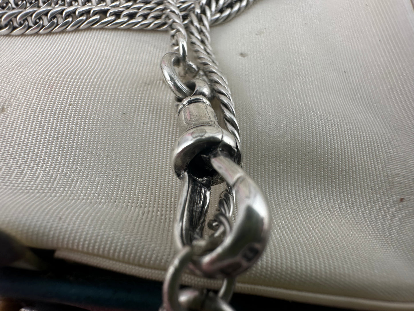 Antique Sterling Silver tight curb long guard chain