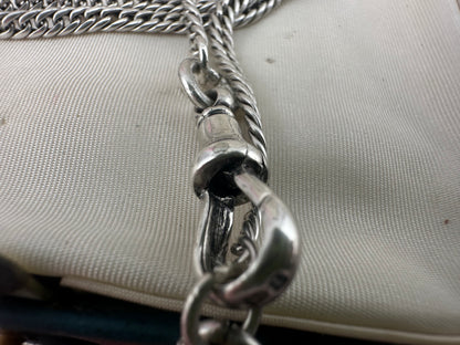 Antique Sterling Silver tight curb long guard chain