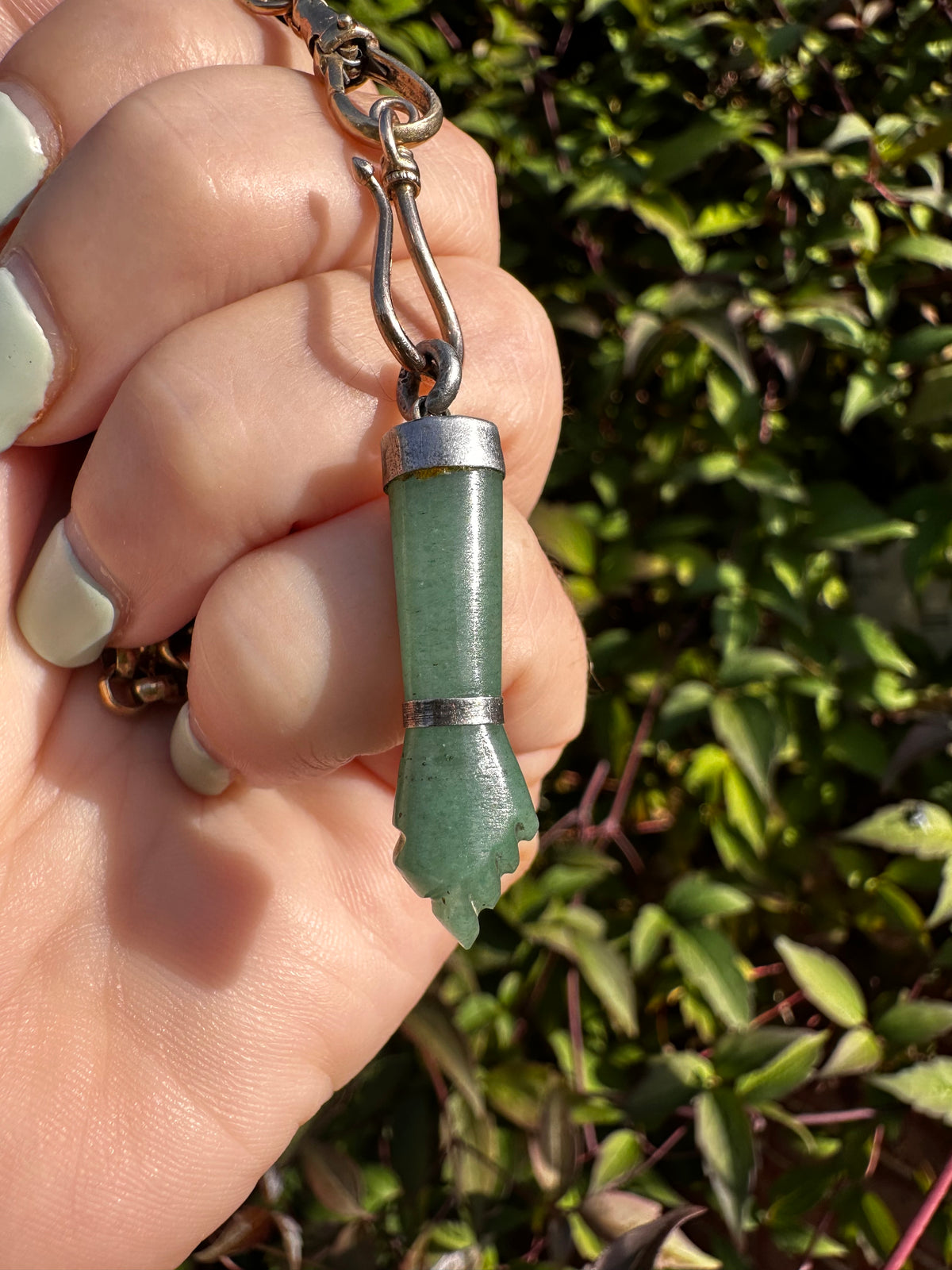 Sterling Silver Aventurine Figa Hand pendant