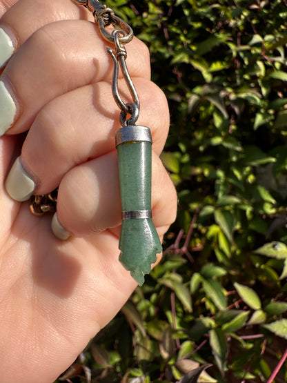 Sterling Silver Aventurine Figa Hand pendant