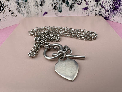 90s Sterling Silver Toggle and heart chain