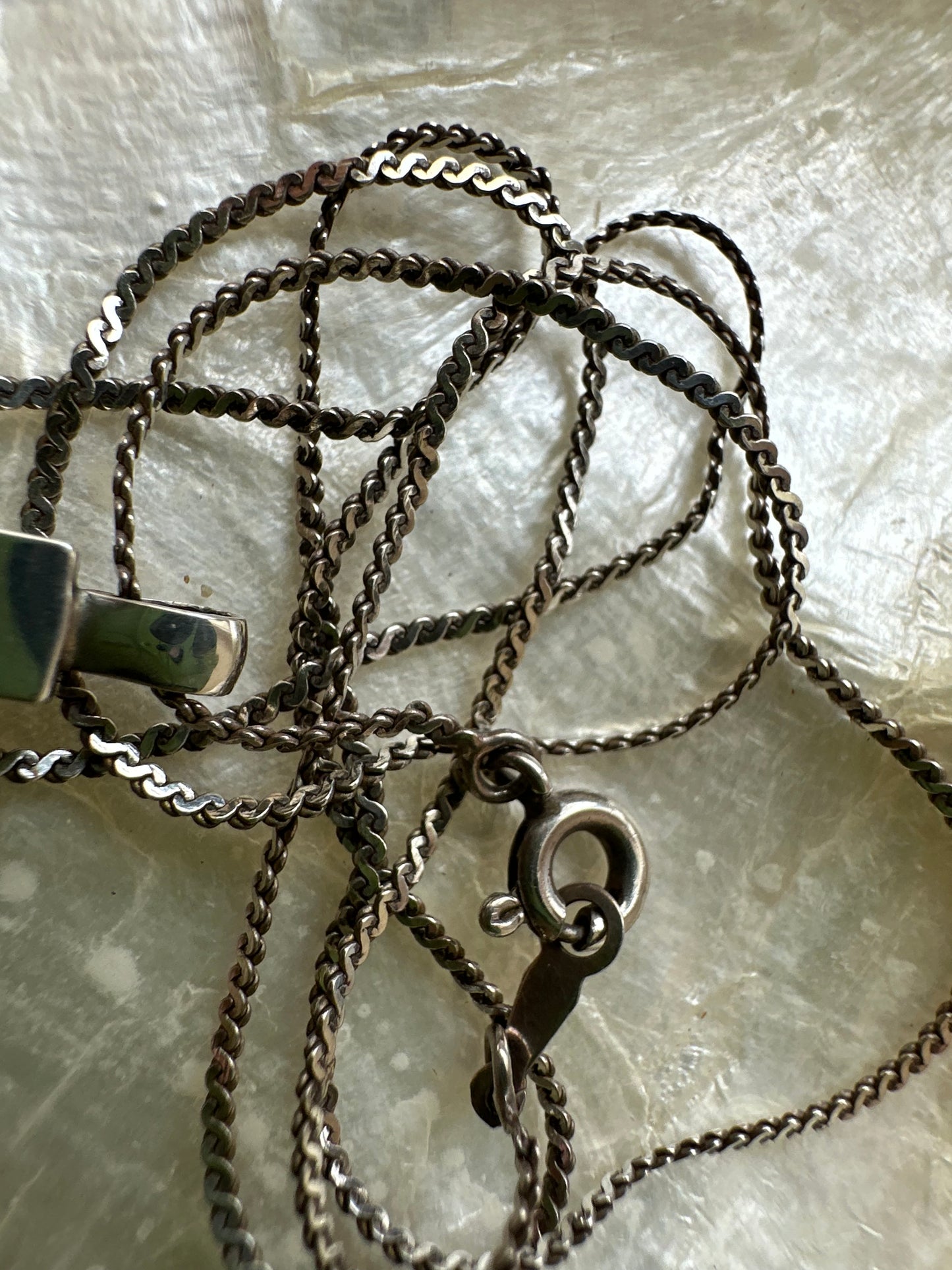 Sterling silver ingot pendant with sterling silver S-Link chain