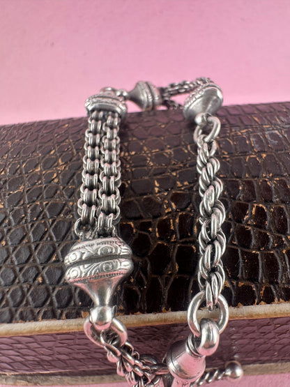 Sterling Silver rope & ribbed belcher Albertina bracelet