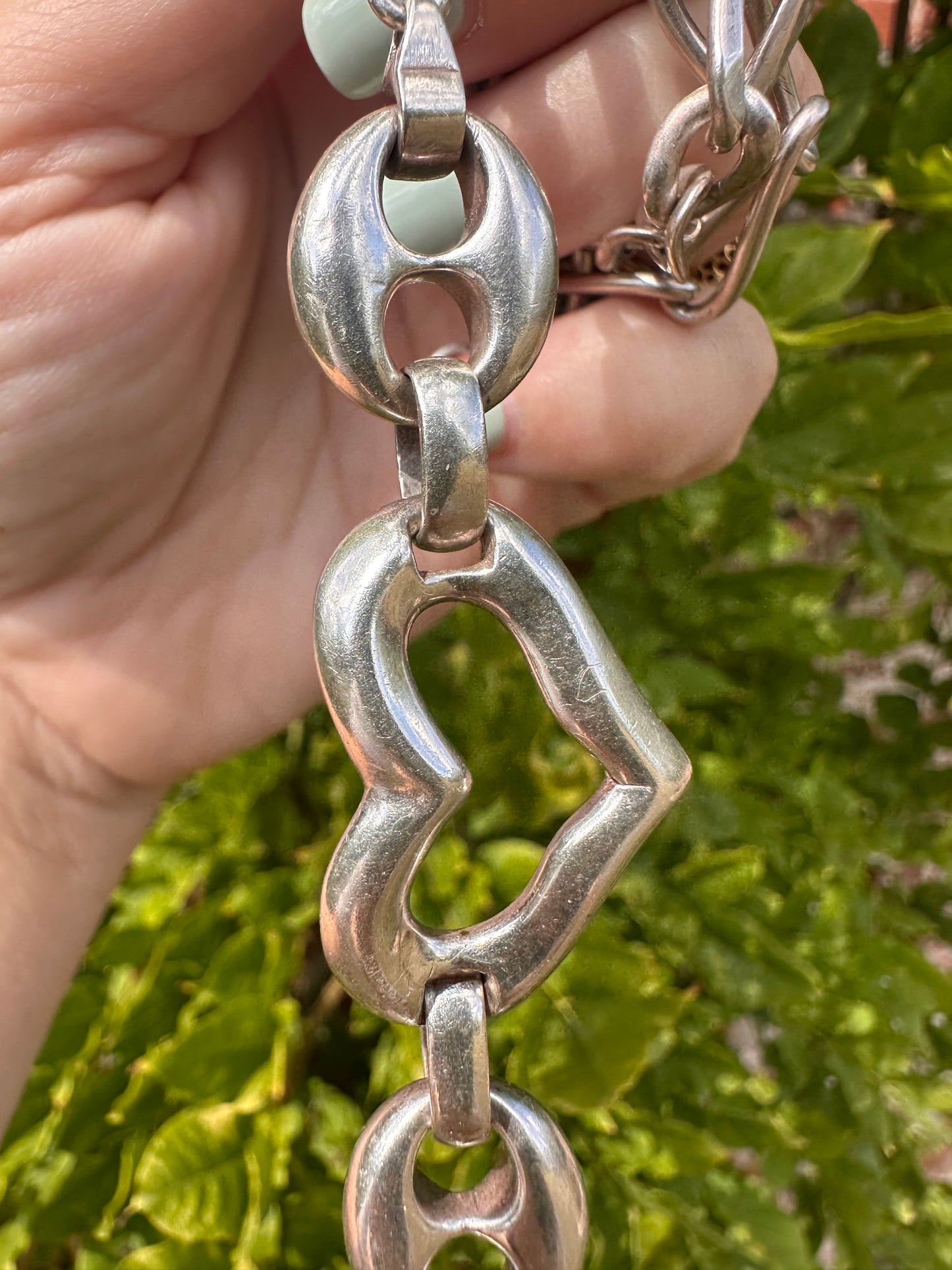 Sterling Silver Puffy Mariner & Heart extender