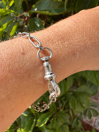 Sterling Silver Trombone bracelet with dog clip