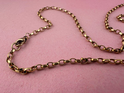 Vintage 9ct Yellow gold Biker Belcher chain