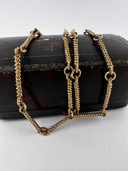 Vintage 9ct yellow Gold twist bar chain