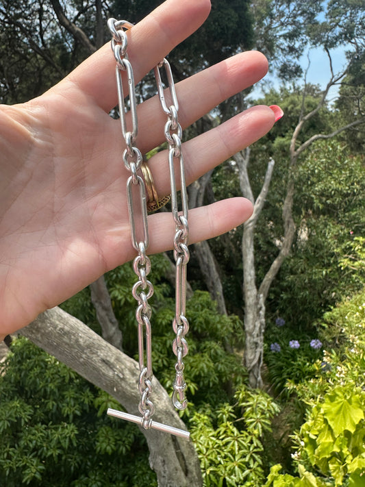 Antique Sterling Silver Trombone Chain