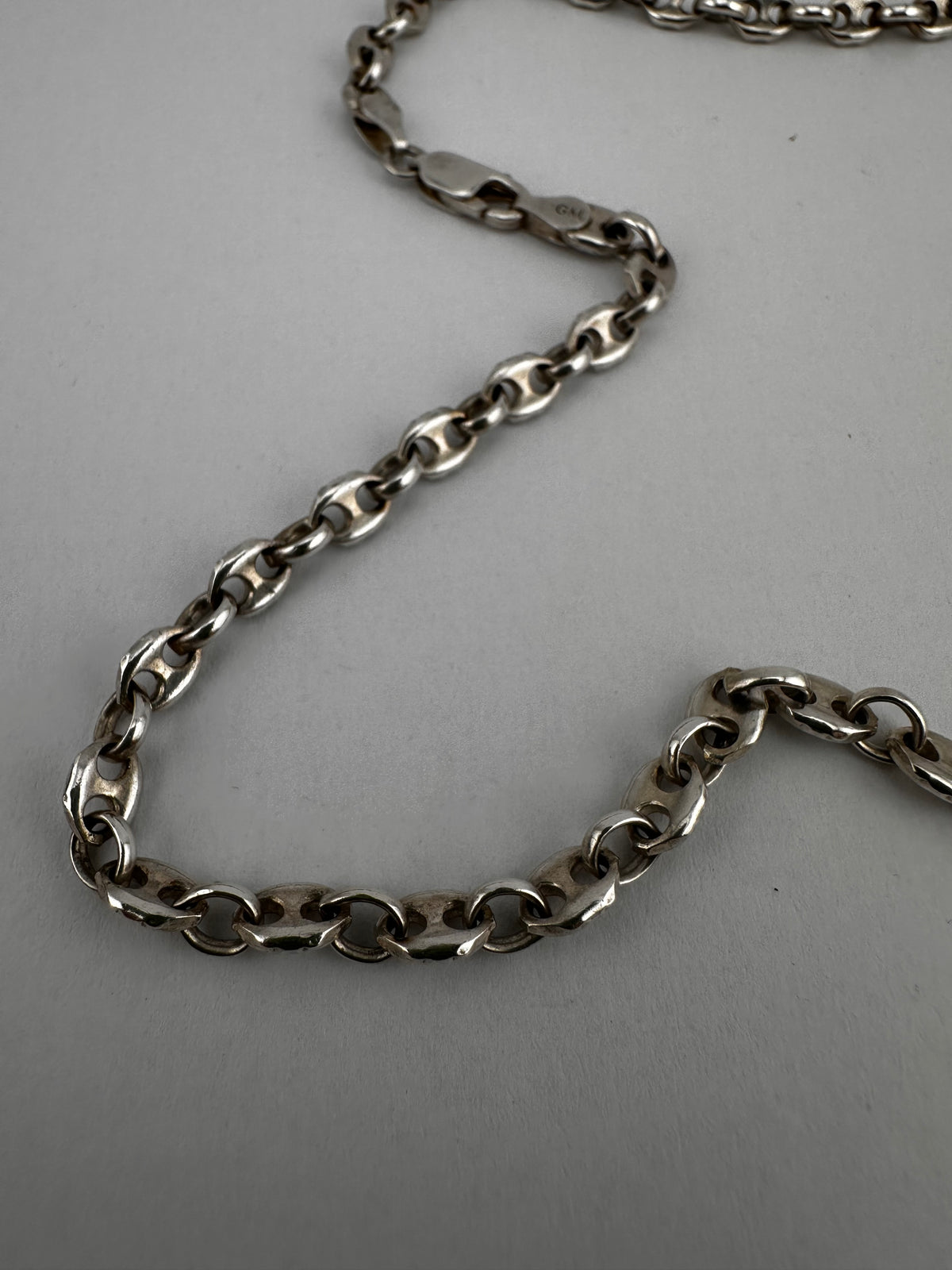 Vintage Sterling Silver Puffy Mariner chain