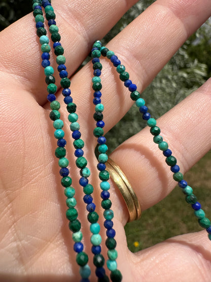 Turquoise, Malachite & Lapis Lazuli Mini beads with vintage 9ct Gold Heart padlock