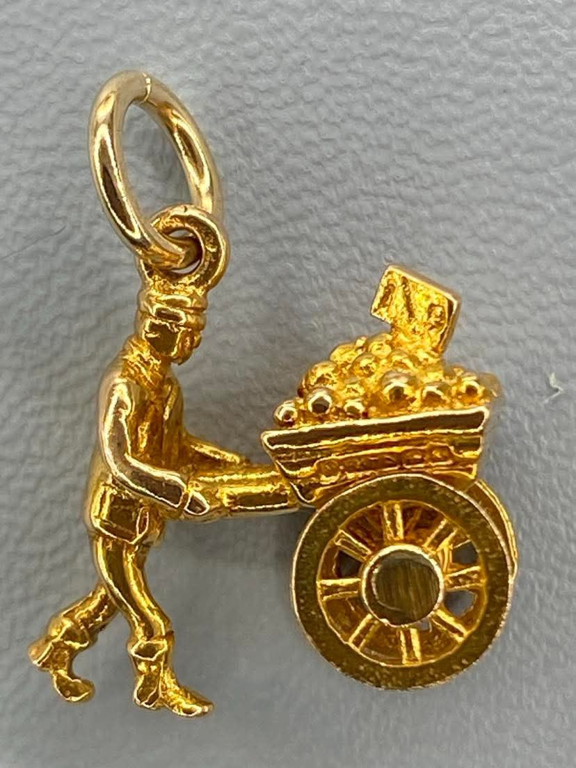 Vintage 9ct Gold Articulated Fruit Seller charm