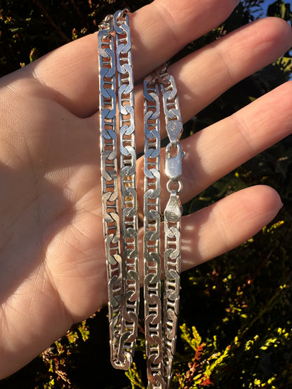 Vintage Sterling Silver Flat Mariner Chain