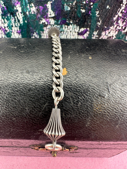 Sterling silver curb Claspless extender with fluted beaded ends