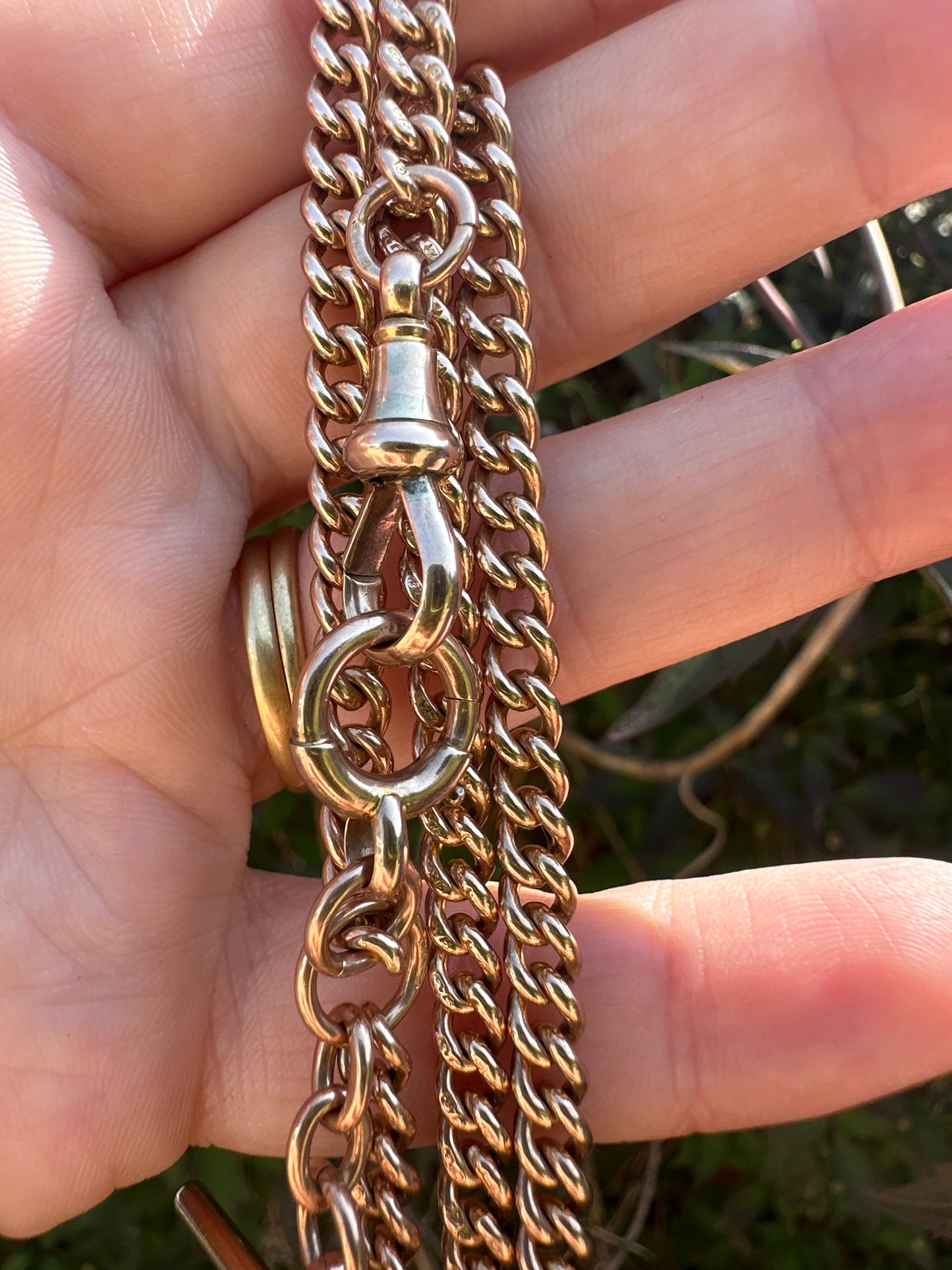 Antique 9ct Rose Gold Ungraduated Curb Albert chain