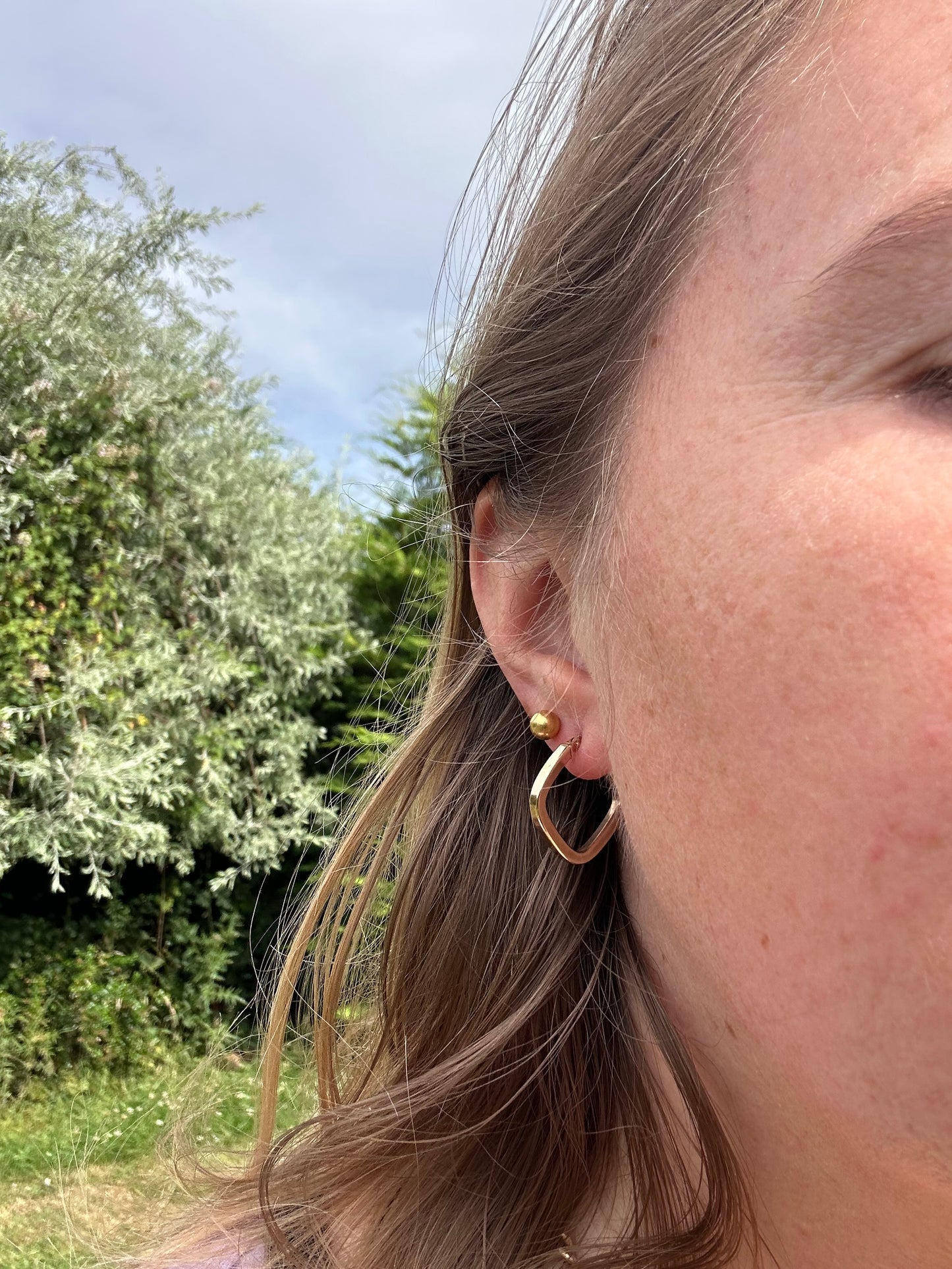 Vintage 9ct Gold Square Hoops