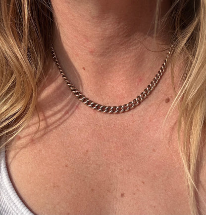 Antique 9ct Rose Gold Graduated curb Albert chain with double dog clips