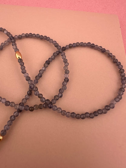 Iolite mini beaded necklace with 9ct Gold Antique Bolt clasp