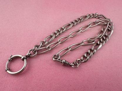 Re-imagined mixed link 800 & Sterling silver Albert chain with XL bolt clasp.