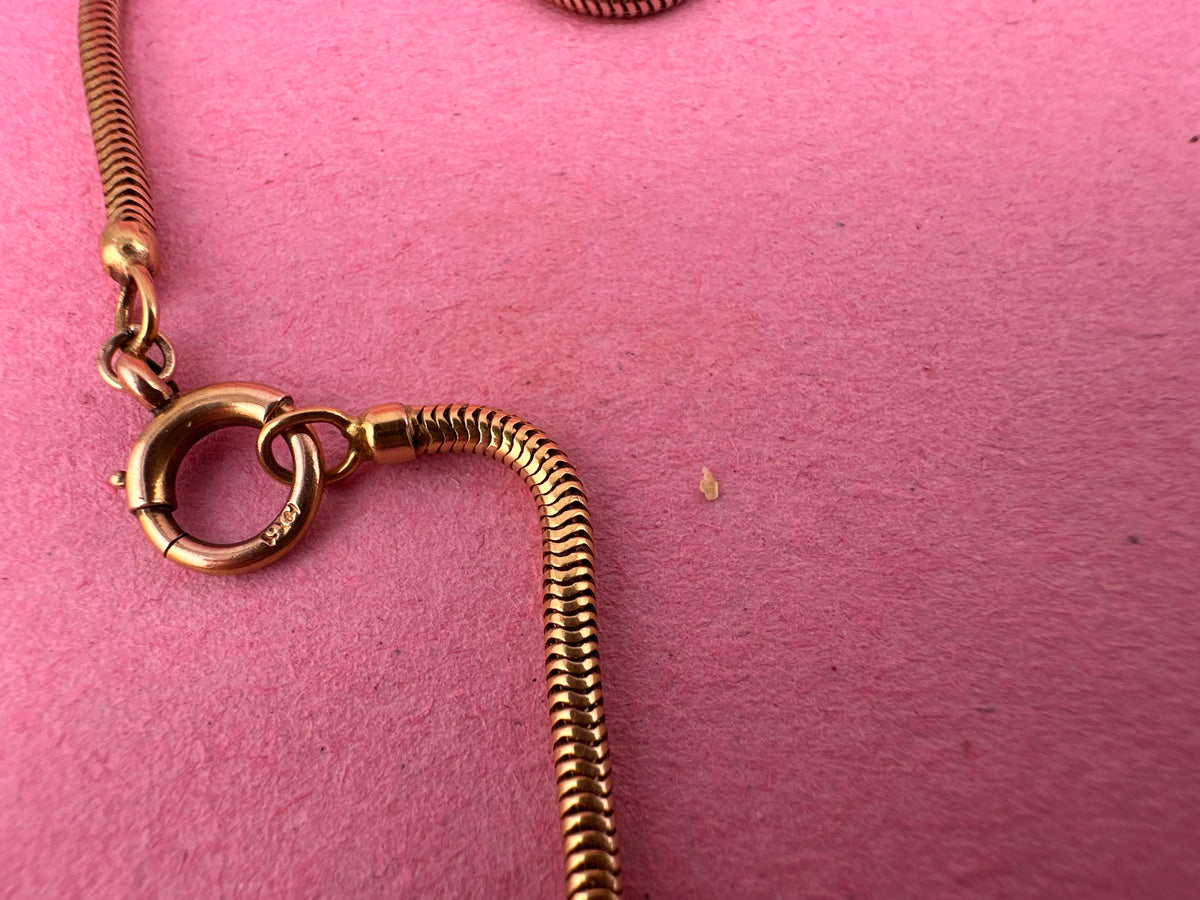 Antique 9ct Rose Gold Snake chain with bolt clasp