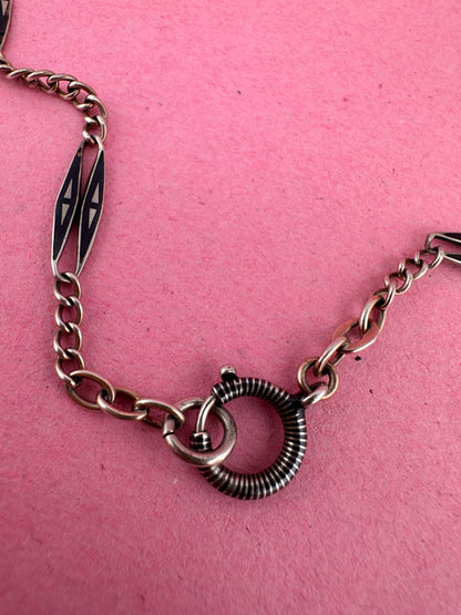 Antique 800 Niello Lozenge chain with bolt clasp