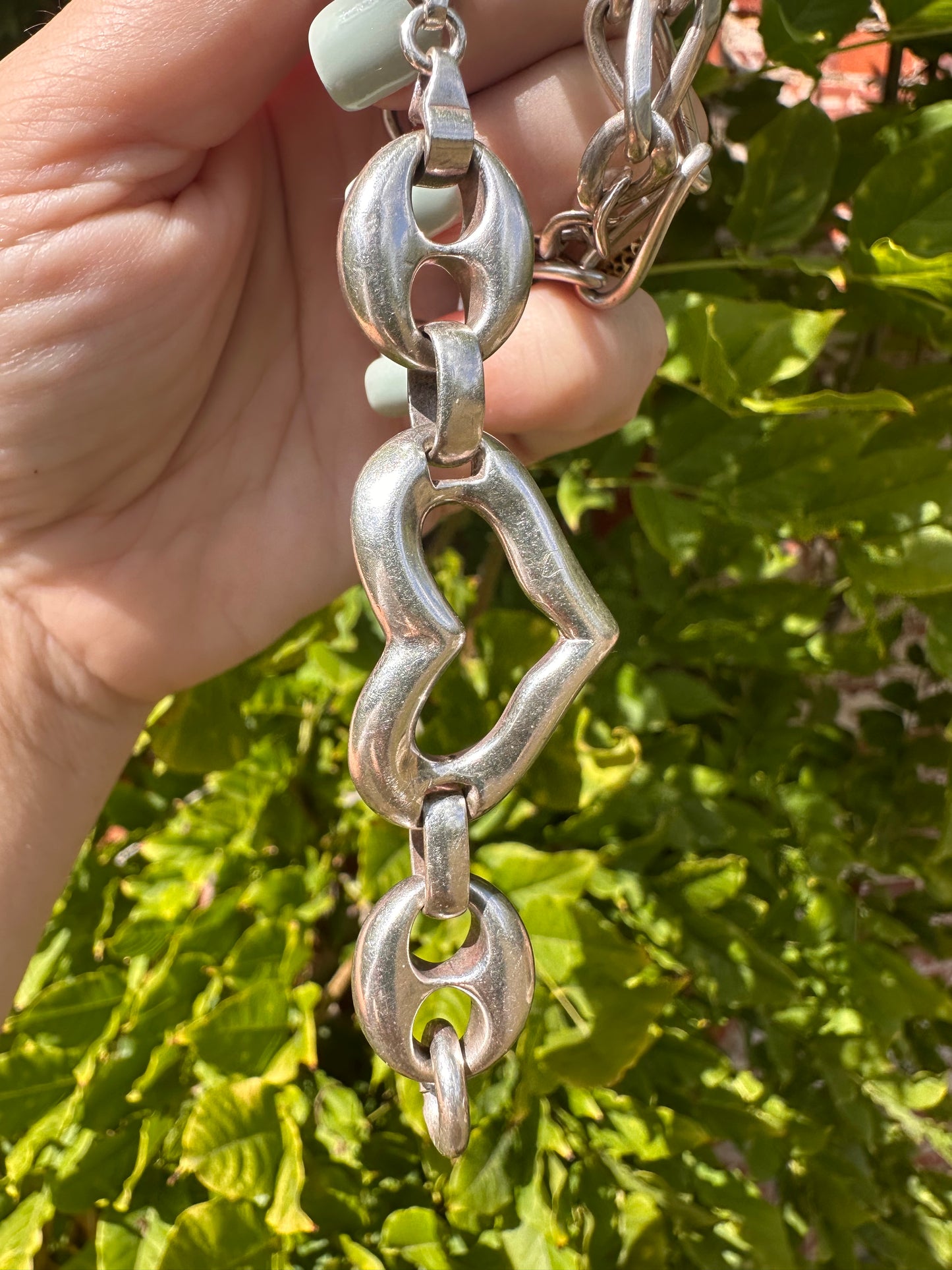 Sterling Silver Puffy Mariner & Heart extender