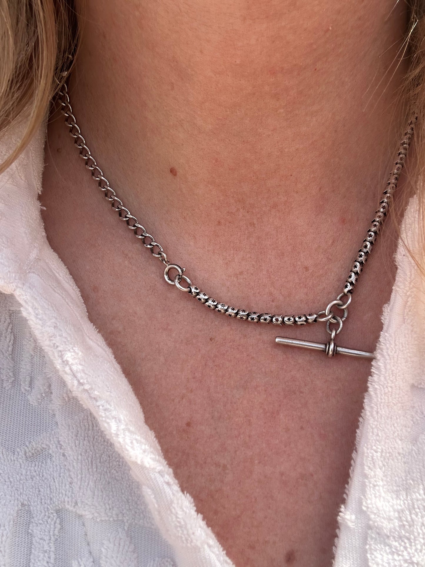 Sterling Silver Flat Curb Extender with Spring Ring clasp