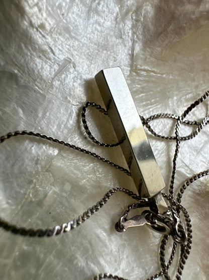 Sterling silver ingot pendant with sterling silver S-Link chain