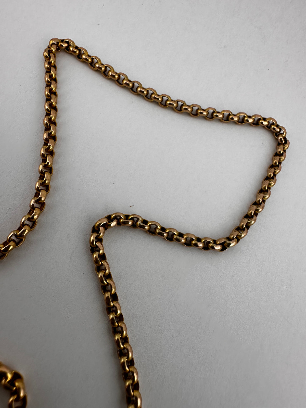 Antique 9ct Yellow gold Belcher Chain with faceted dog clip