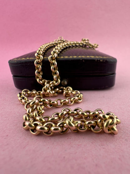 Vintage 9ct Gold puffy Rolo belcher chain