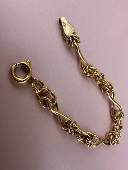 Vintage 9ct Yellow gold Byzantine & infinity link extender